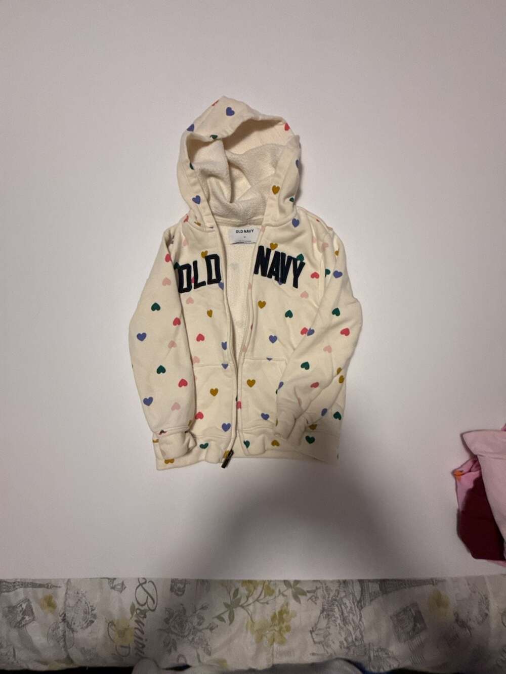 Old Navy Toddler Girls Multi-Heart Print Logo-Graphic Zip-Up Hoodie 5T